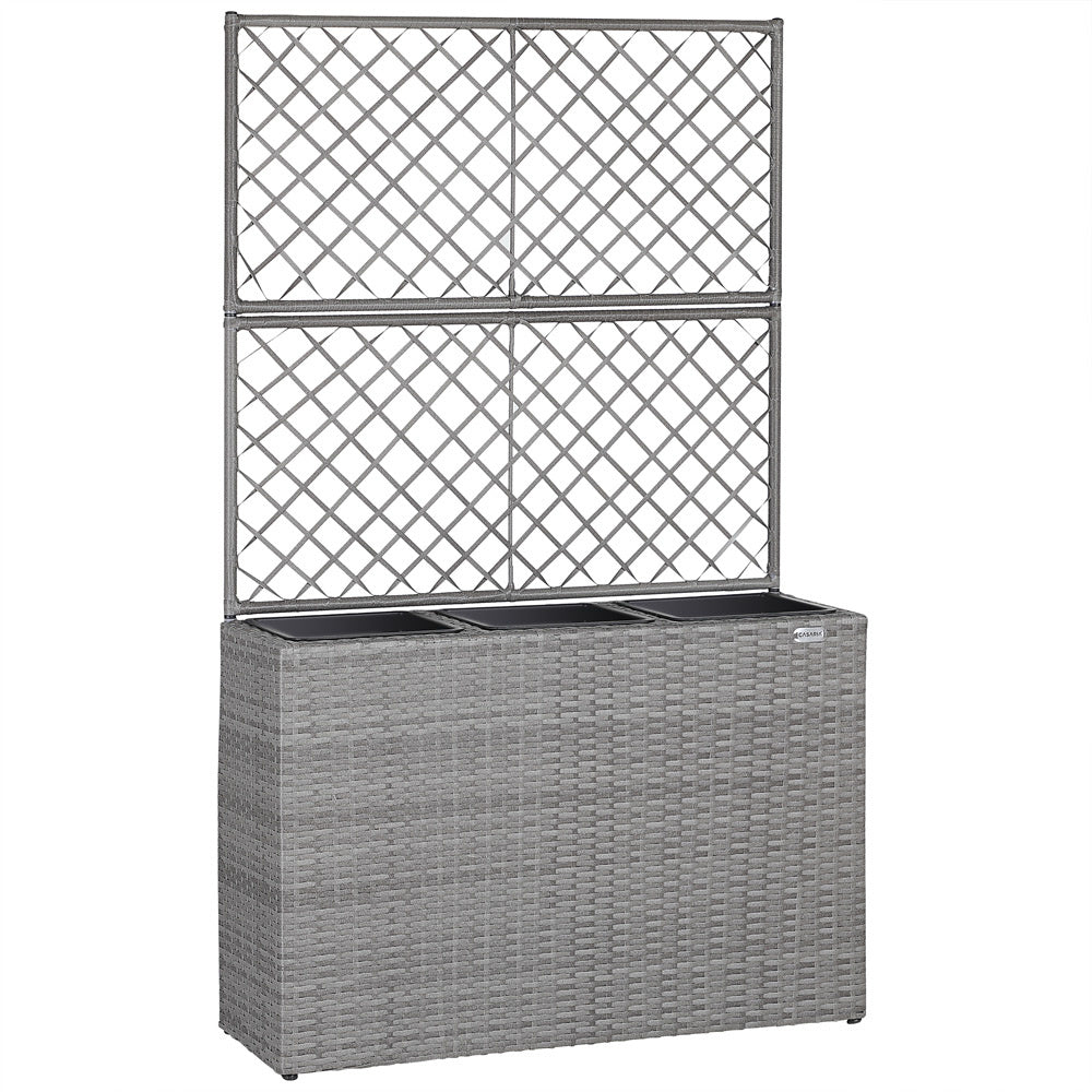 Casaria Polyrattan bloembak met hekwerk Grijs