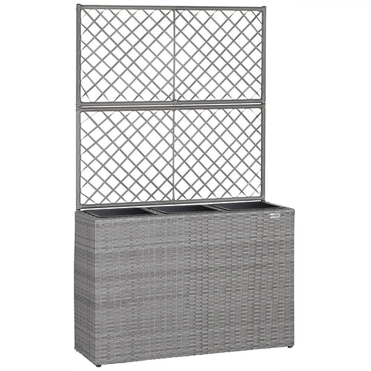Casaria Polyrattan bloembak met hekwerk Grijs