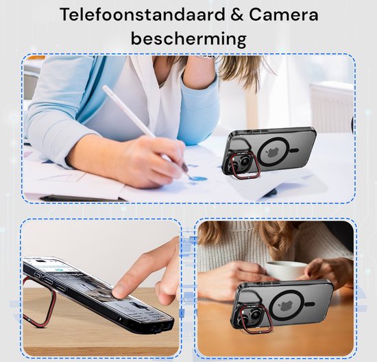 Hoesje geschikt voor iPhone 14 Plus Hoesje – Met 2 Screenprotectors – MagSafe Case – Met standaard