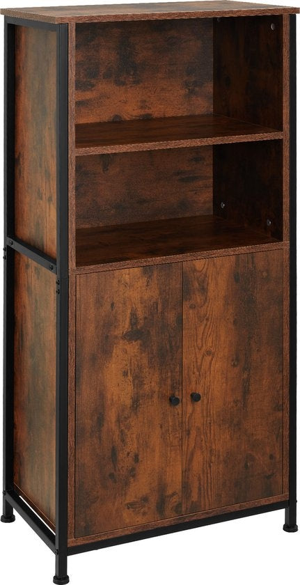 tectake - Wandkast Doncaster 60x38x125cm - industrieel donkerbruin