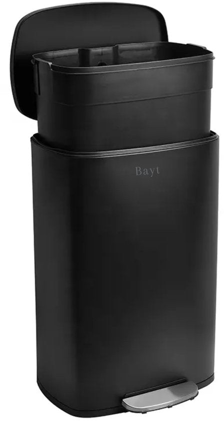 Bayt Pedaalemmer - Prullenbak - Vuilnisbak 50 Liter - Prullenbak Afvalscheiding - Afvalbak- RVS - Zwart