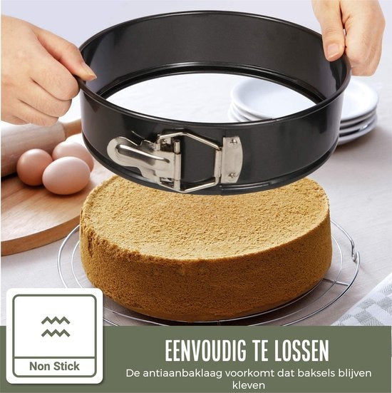 COOCK 6-delige Bakvorm Set - Springvorm - Taartvorm met Antiaanbaklaag - 12 tot 28 Cm Diameter -Cakevorm Incl. Deegschaper & E-Book
