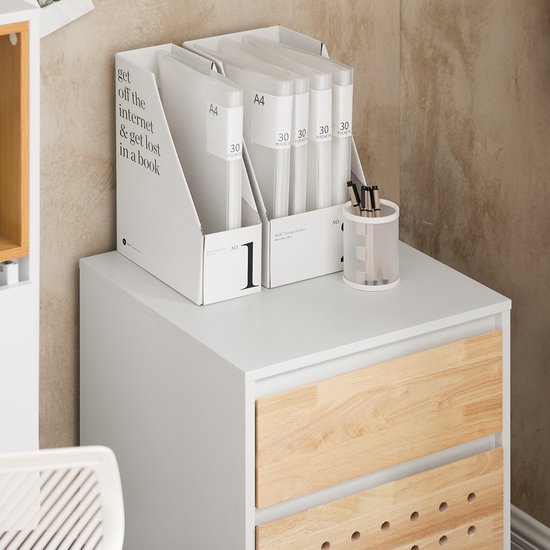 SoBuy ASK06-WN Bureaukast - Witte Printerkast met Laden & Wieltjes