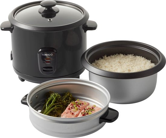 Tomado TRC1501B - Rijstkoker - Inhoud 1,5 liter - Stoommand - Warmhoudfunctie - PFAS vrij - Zwart