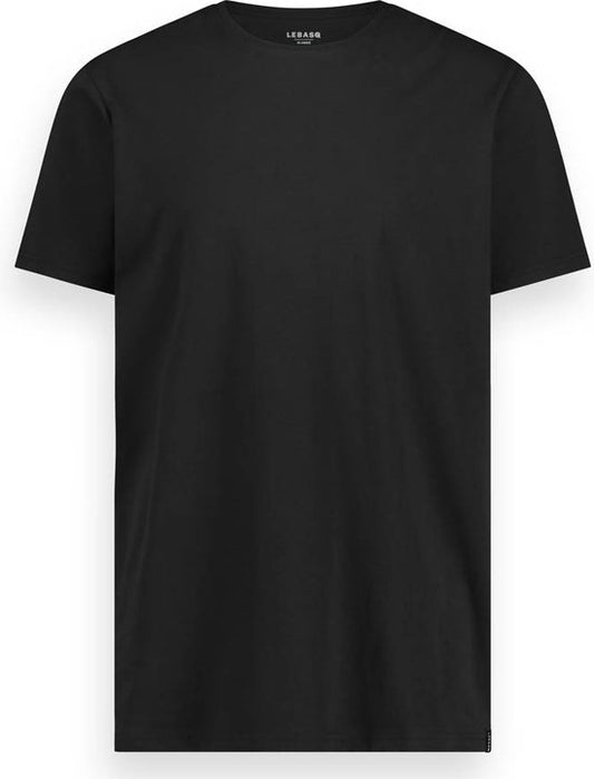 LEBASQ - Miles' T-shirt voor heren - 3 pack - met Crew Neck - Extra lang - Geschikt als Ondershirt - Zwart - L - Katoen