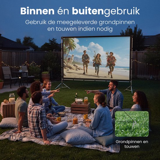 Lumina® Projectiescherm 100 inch – Beamer Scherm met Statief – Kreukvrij – Opvouwbaar – Met Draagtas – Voor Binnen & Buiten