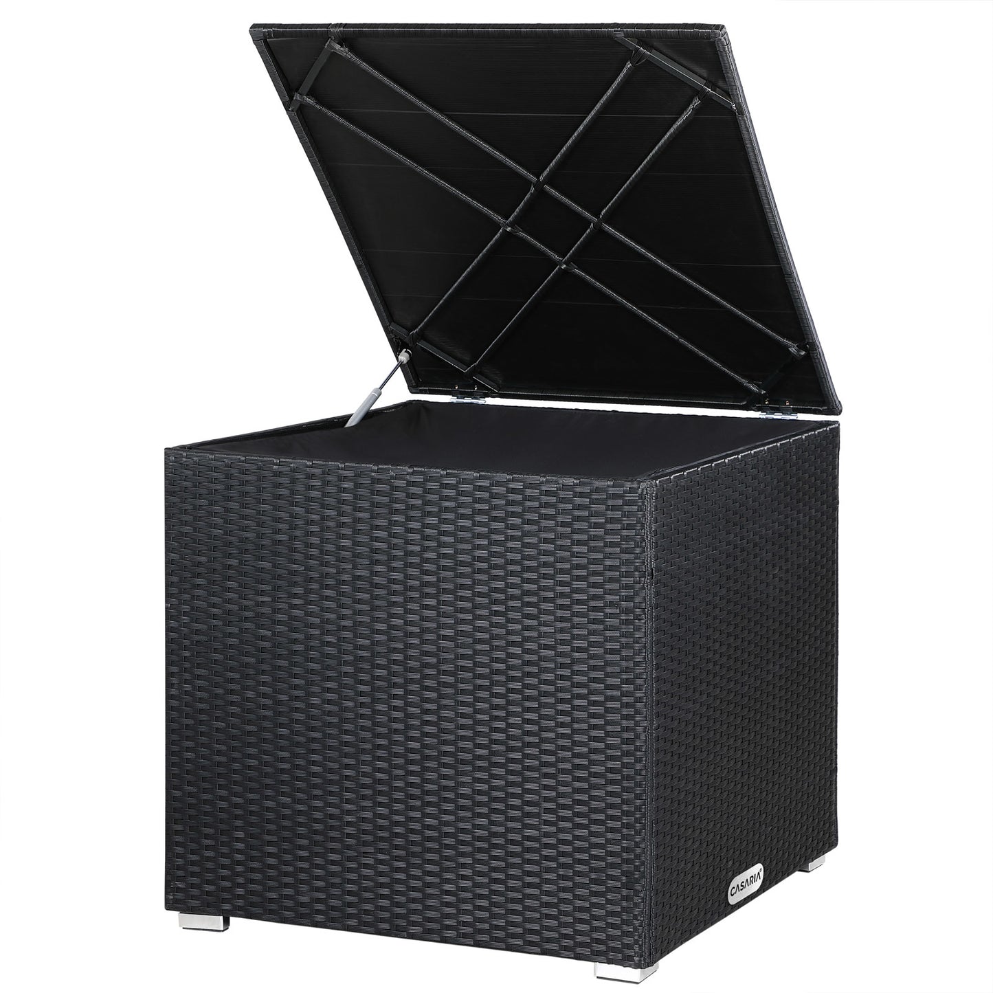 Casaria Opslagbox/Opbergbox - Kussens, Tuin - Polyrotan - Zwart - 75x75x70cm