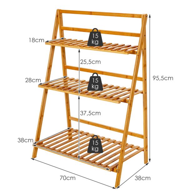 Coast Plantenladder - 3 Etages - Max. 15 kg - Bruin