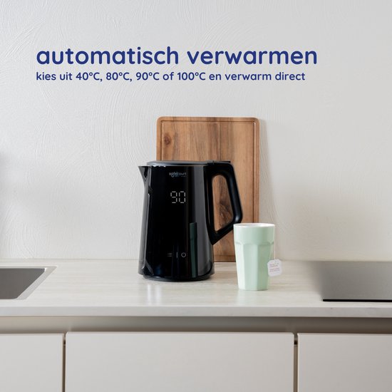 Safecourt Kitchen smart waterkoker - Warmhoudfunctie - 5 temperatuurinstellingen - 1,7 L - Zwart