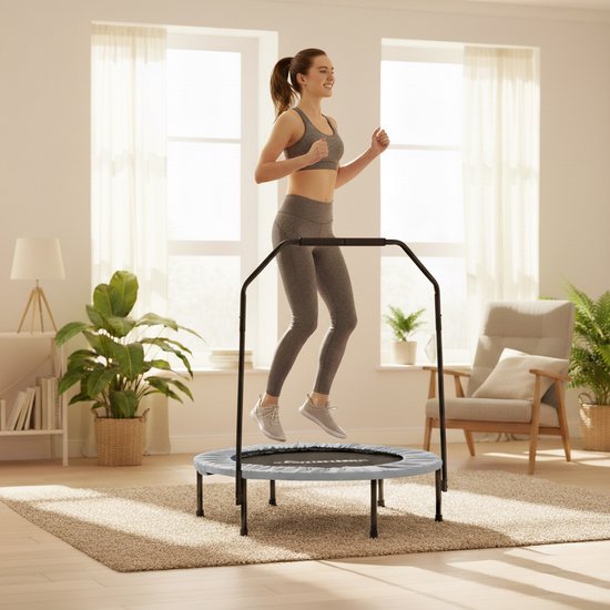 Fitness trampoline - Ø102 cm - opvouwbaar - grijs