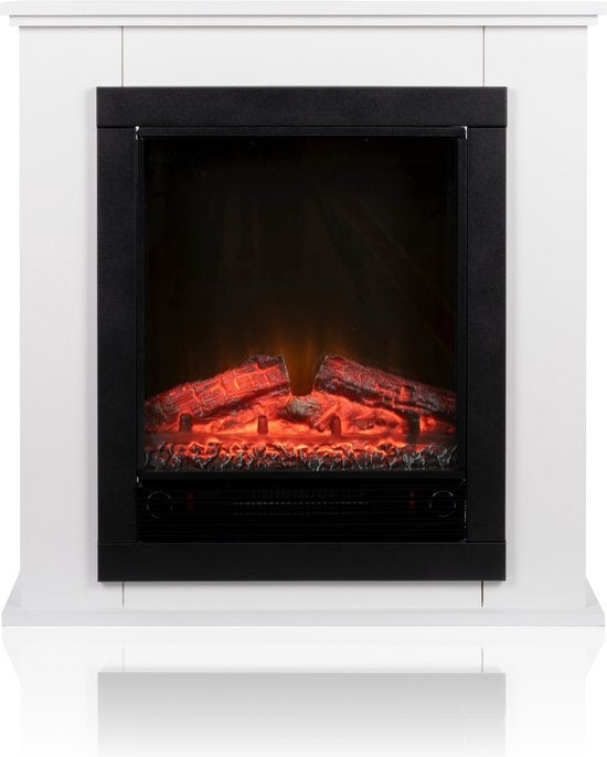 Classic Fire Elektrische Sfeerhaard Lugano - Haard met Schouw - LED Vlammen - 1800W - Wit