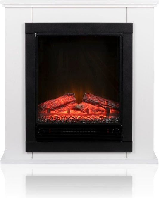 Classic Fire Elektrische Sfeerhaard Lugano - Haard met Schouw - LED Vlammen - 1800W - Wit