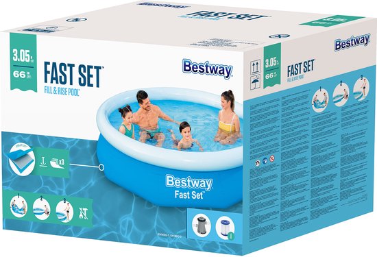 Bestway - Fast Set - Opblaasbaar zwembad inclusief filterpomp - 305x66 cm - Rond