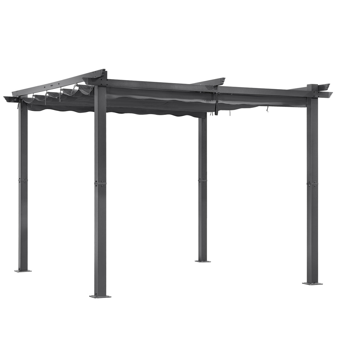 Angel Living Aluminium Pergola met Verstelbaar Uitschuifbaar Dak - 3 x 3 m - Grijs/Antraciet
