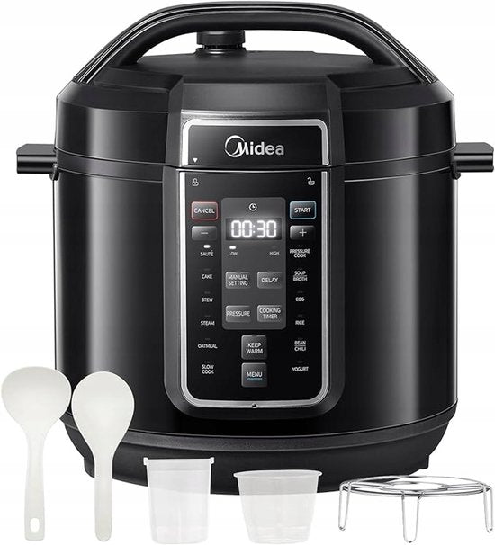 Midea Snelkookpan - Presure cooker - MY-CS6037WP - 13 programma' s - 6 L inhoud - 9 beveiligingslagen