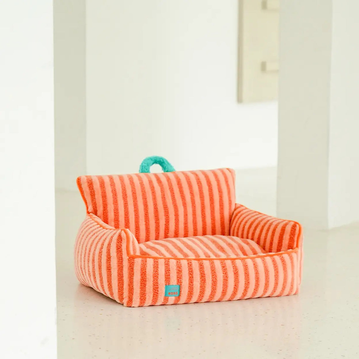 ZEZE Gestreept Pluche Huisdierenbed - Basic Oranje - 68 x 53 x 37 cm