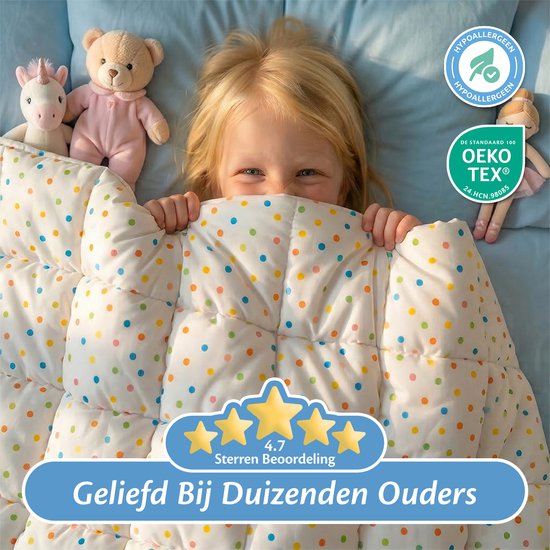 Ella Verzwaringsdeken Kind 3,2kg - OEKO-TEX Katoen Zwaartedeken 100 x 150cm - Weighted Blanket - Verzwaarde Deken Stippen
