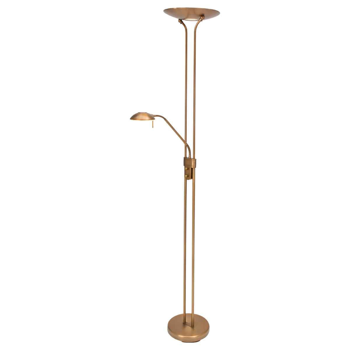 Steinhauer Olet - Klassieke LED Dimbare Vloerlamp | Staande Lamp met Dimmer met leeslamp - 1 lichts - H 1800 mm - Brons - Woonkamer | Slaapkamer