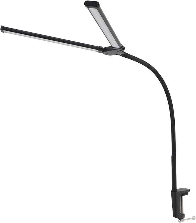 Skoov Led-Bureaulamp voor Kantoor Thuis, Heldere Dubbele Kop Bureaulamp met 3 Kleuren Traploos Dimbaar, Lamp Flexibele Zwanenhals Bureauverlichting voor Architect Thuiskantoor USB 5V