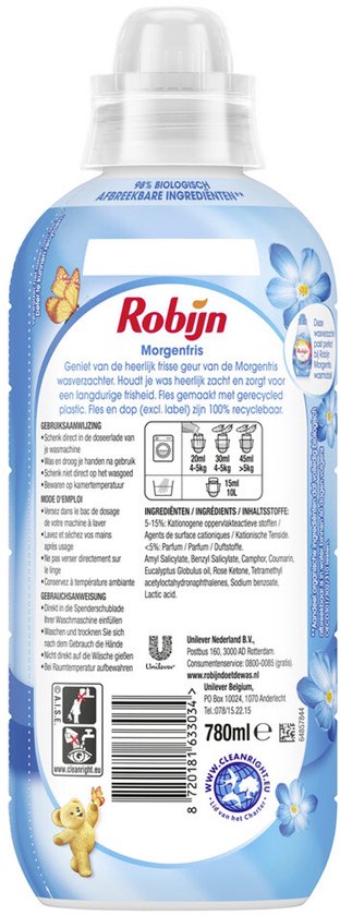 1 x Robijn – Wasverzachter – Morgenfris – 780 ml - Kabel - Kabels - Kabelsysteem - Kabelsysteem