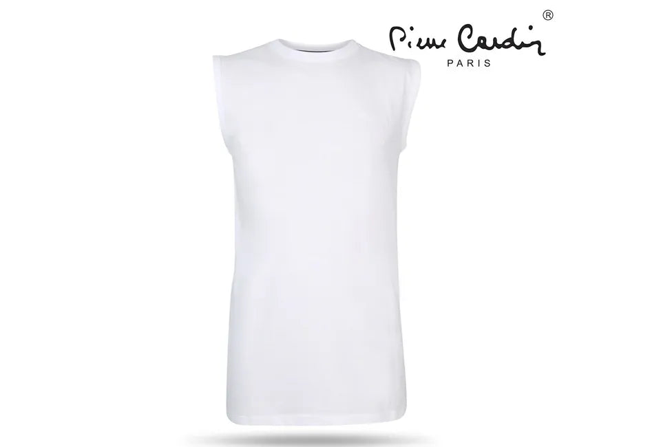 Pierre Cardin Mouwloos T-shirt – Wit – 100% Katoen – Maat XL – Zomercomfort in Stijl