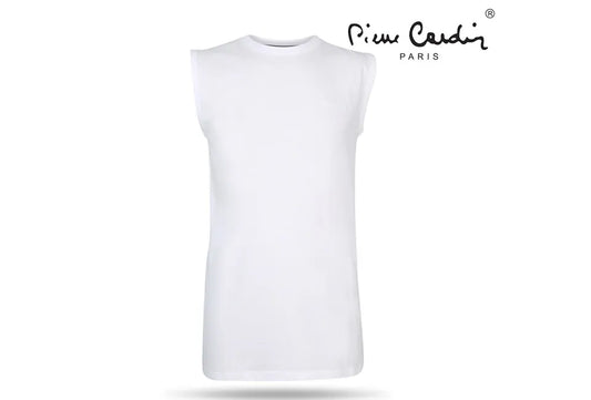 Pierre Cardin Mouwloos T-shirt – Wit – 100% Katoen – Maat L – Luchtig & Stijlvol voor de Zomer