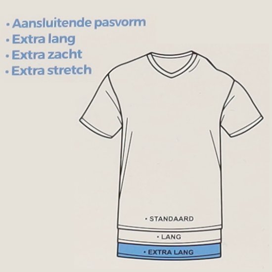Comfort Essentials - T Shirts Heren - Extra Lang - Navy XXL - 3 Pack - V Hals - Ondershirt Heren