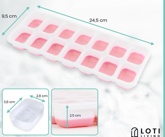 Loti Living IJsblokjesvorm - 4 stuks - Roze - IJsvormpjes - Siliconen IJsblokjesvorm - IJsblokjes - BPA Vrij