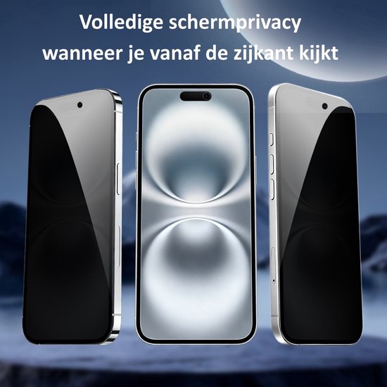 Podec 2x Privacy Screenprotector voor iPhone 16 Pro / 17 Pro - Gehard Beschermglas - Transparant en Krasbestendig - Tempered Glass Screen Cover
