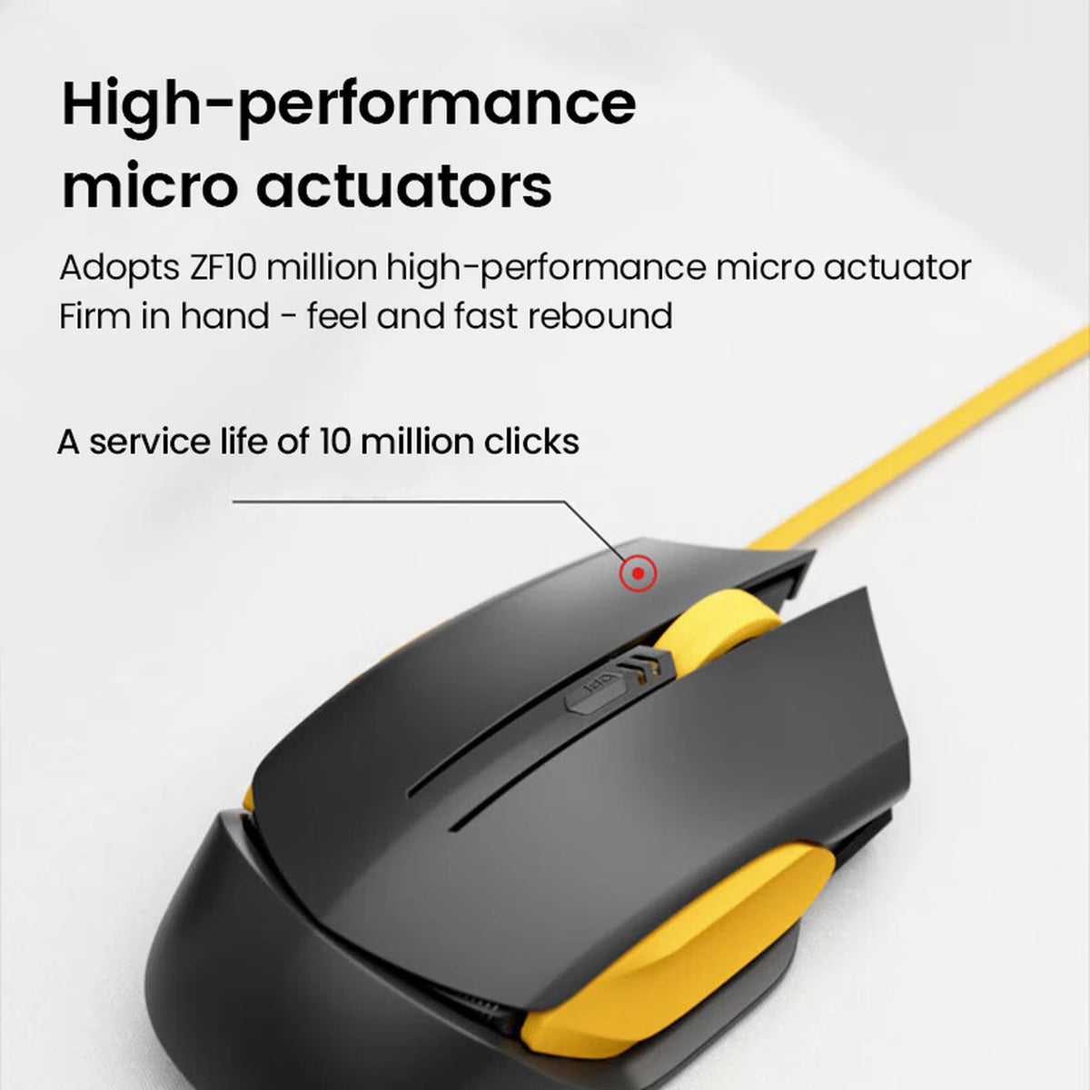 Ochama Bedrade Muis - Zwart & Geel - Ergonomisch - Optische Sensor - 1000 Hz Polling Rate - 4 DPI-standen