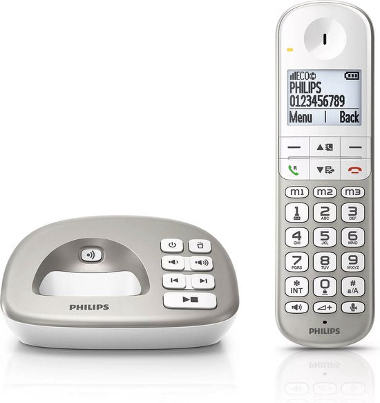 Philips Huistelefoon XL4951S/38 - Vaste Lijn - 1 Handset - Draadloos - met Antwoordapparaat - Handige Extra's voor Senioren - Wit