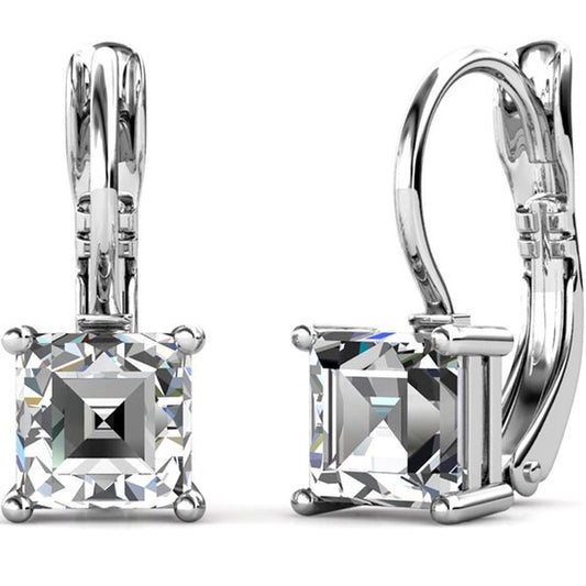 Yolora Dames Oorbellen - Kalpa Camaka Kristallen - Zilverkleurig - 18K Witgoud Verguld - Vrouwen Oorhangers Zilver - Sieraden - Luxe Giftbox - Geschenkdoos - Cadeau doos - Exclusieve Geschenkverpakking - Mooie Cadeauverpakking