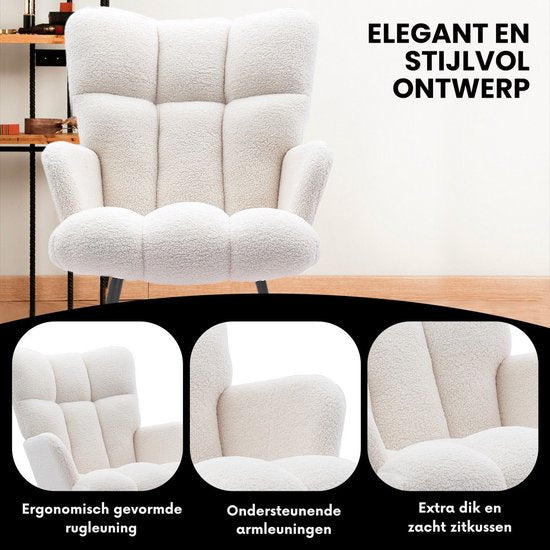 Bayt Schommelstoel - Fauteuil - Schommelstoel Babykamer - Relaxstoel - Wit
