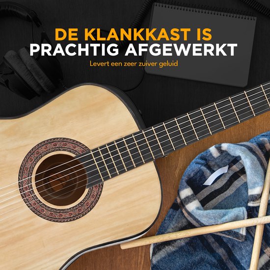 Finesse Akoestische Gitaar - met Videocursus - Nylon Snaren - Klassieke Gitaar - Spaanse Gitaar - Kind - Volwassenen - Naturel