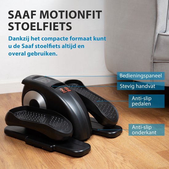 Stoelfiets - 12 Niveau's - Bureaufiets - Stoelfiets Bewegingstrainer - Met Weerstandsbanden - Voor Volwassenen - Zitfiets Stoelfiets - Zwart - van Saaf