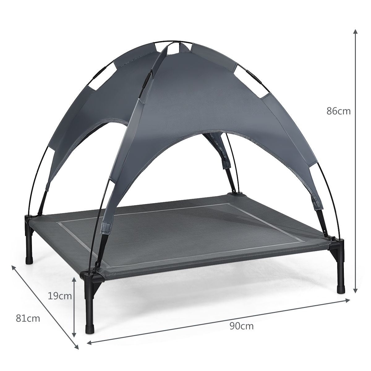Coast Hondenmand - Hondenbed/Stretcher - 90 x 81 x 86 cm - Grijs