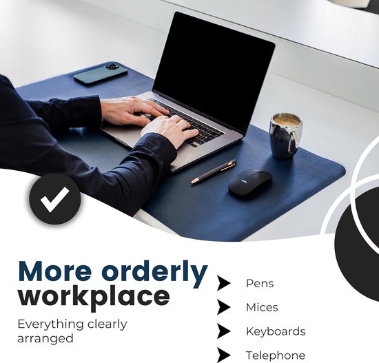 WURK Professionele Bureau Onderlegger [120 cm x 60 cm] - Muismat XXL - Mouse Pad - Multifunctionele Grote Bureauonderlegger – Desk Mat [Donker Blauw]