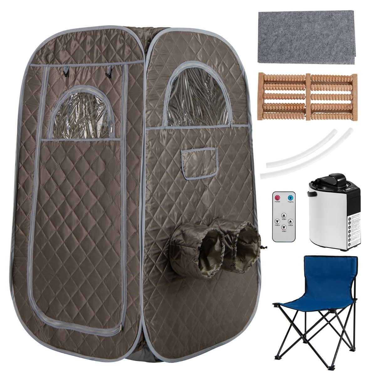 Coast Draagbare Stoomsauna - Thuis sauna voor 1-2 personen - 3 liter stoomgenerator - Grijs 89 x 89 x 149 cm