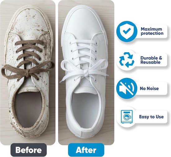 BOTC Schoenen Waszak Set - 2 Stuks - Herbruikbare Waszak voor Schoenen – 360° Diepe Reiniging met Microvezel - Beschermende Schoenen Waszak voor Wasmachine en Droger - Wit en blauw