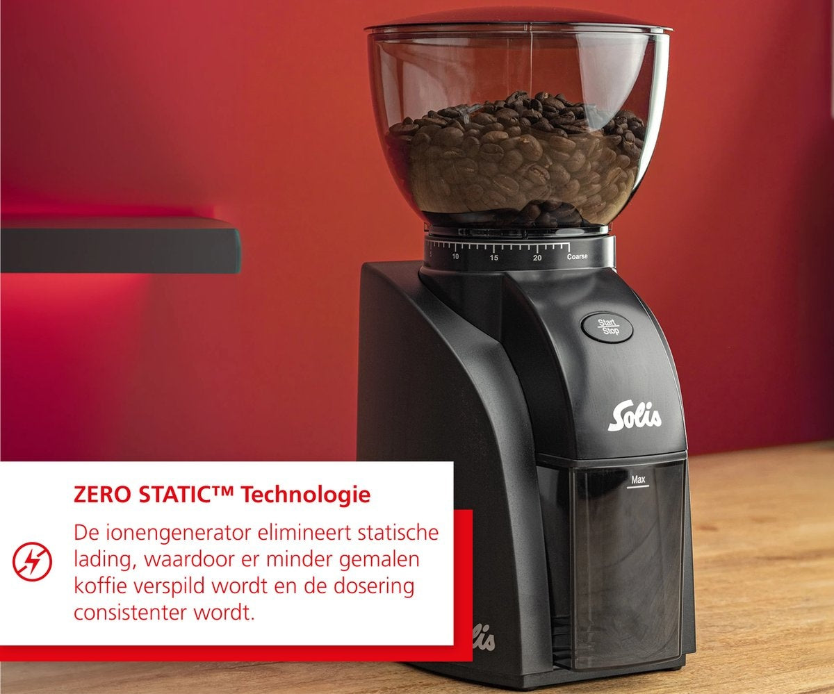Solis Scala Zero Static Elektrische Koffiemolen - bonenmaler - Zwart