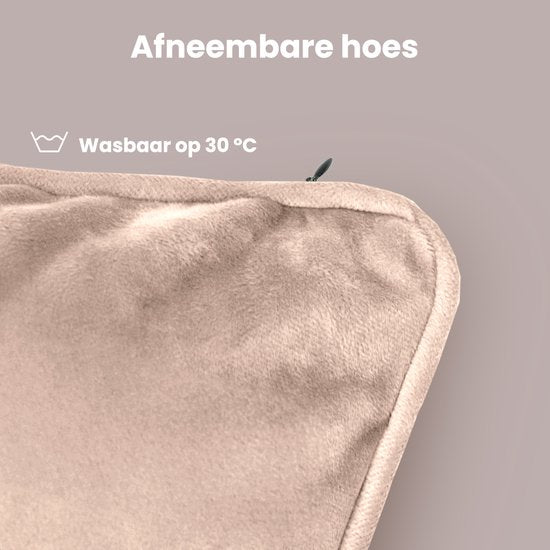 Auronic Warmtekussen - Velvet - 45x60 - Draadloos - Oplaadbaar - Elektrisch kussen - Infrarood - Roze