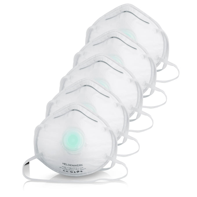 Heldenwerk Stofmaskers FFP1 NR – Set van 5 – Ademmasker met Ventiel – Comfortabel en Veilig