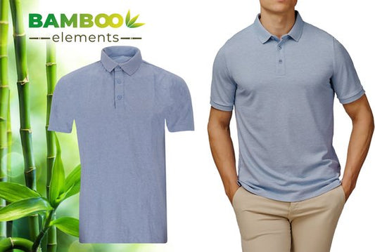 Bamboo Elements - Polo Shirt Heren - Licht Blauw M - Polo Heren - Korte Mouw - Pique Stof - T Shirt Heren - Bamboe