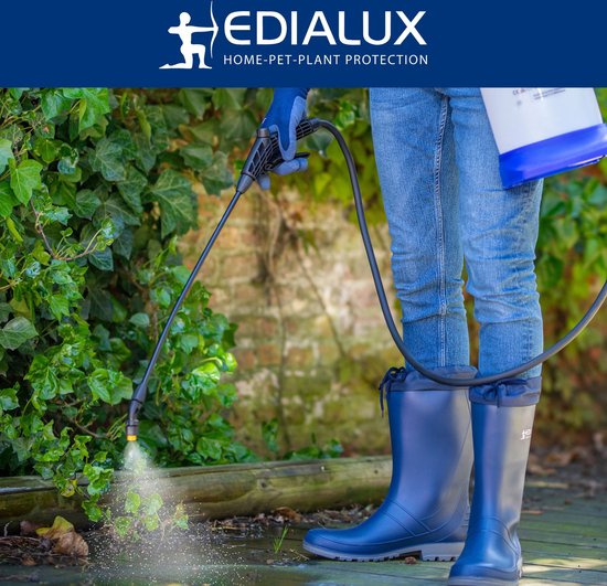Edialux Coral 5 L druksproeier, drukspuit voor reiniging, ontsmetting en tuinwerkzaamheden, geschikt voor bleekwater, schoonmaakazijn herbiciden, bruine zeep, soda, verwisselbare onderdelen