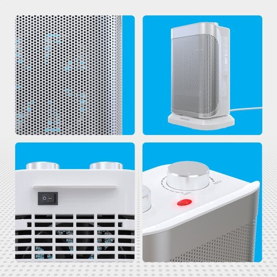 Auronic Elektrische Kachel - Ventilatorkachel - 2 Standen - 1500W Heater - Keramische Kachel met LED Indicatie - Roterend - Wit
