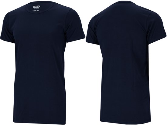 Comfort Essentials - T Shirts Heren - Extra Lang - Navy - Maat L - 3 Pack - Ronde Hals - Ondershirt Heren