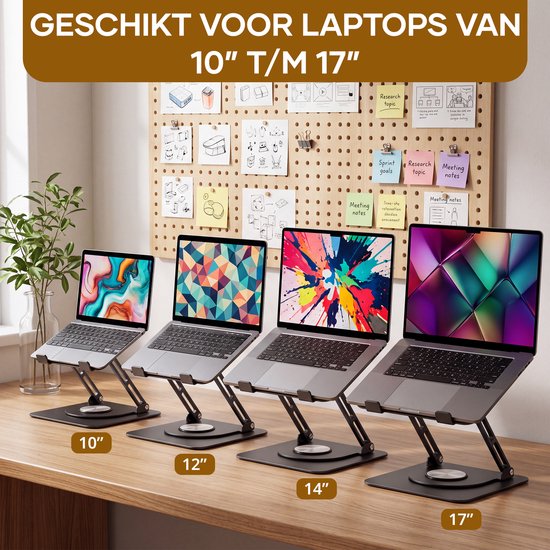 Villux Laptop Standaard Ergonomisch - Laptop Standaard Verstelbaar - Laptophouder - Laptopstandaard - Laptop Verhoger - Laptop Standaard Opvouwbaar - Inclusief Ebook - Inclusief Muismat