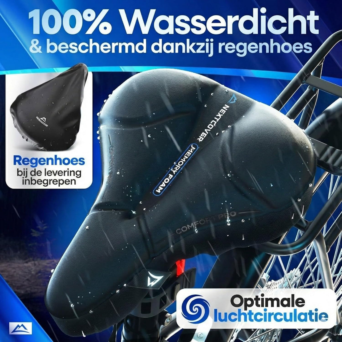 Nextcover fietszadelhoes met Memory Foam 4.0 en ergonomisch gelkussen – universele, comfortabele zadelhoes voor dames en heren trekkingfiets
