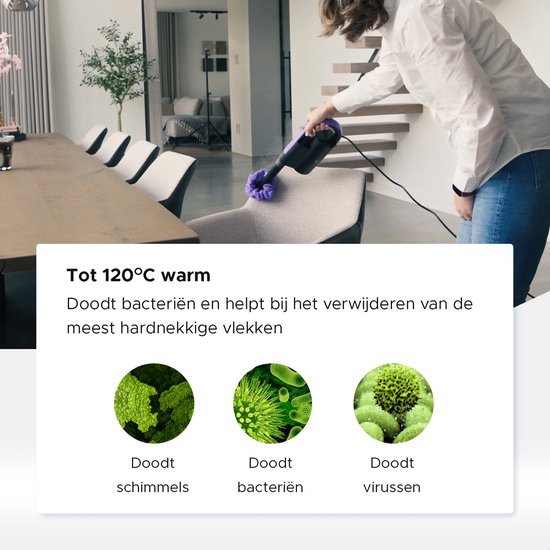 Motionflow 16-in-1 Stoomreiniger - Vlekkenreiniger - Handstomer voor diepte reiniging vloer, bank, badkamer en tapijt - Stoomdweil - Tapijtreiniger - Steam Cleaner Zwart