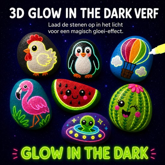 Vaive Stenen Schilderen 2109-delig – Glow in the Dark Happy Stones Knutsel Pakket – Knutselen - Knutselset voor Meisjes & Jongens - Knutselpakketten